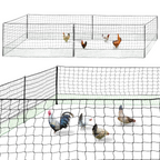 Kit clôture filet à poules 12 m avec porte, 6 piquets double pointe