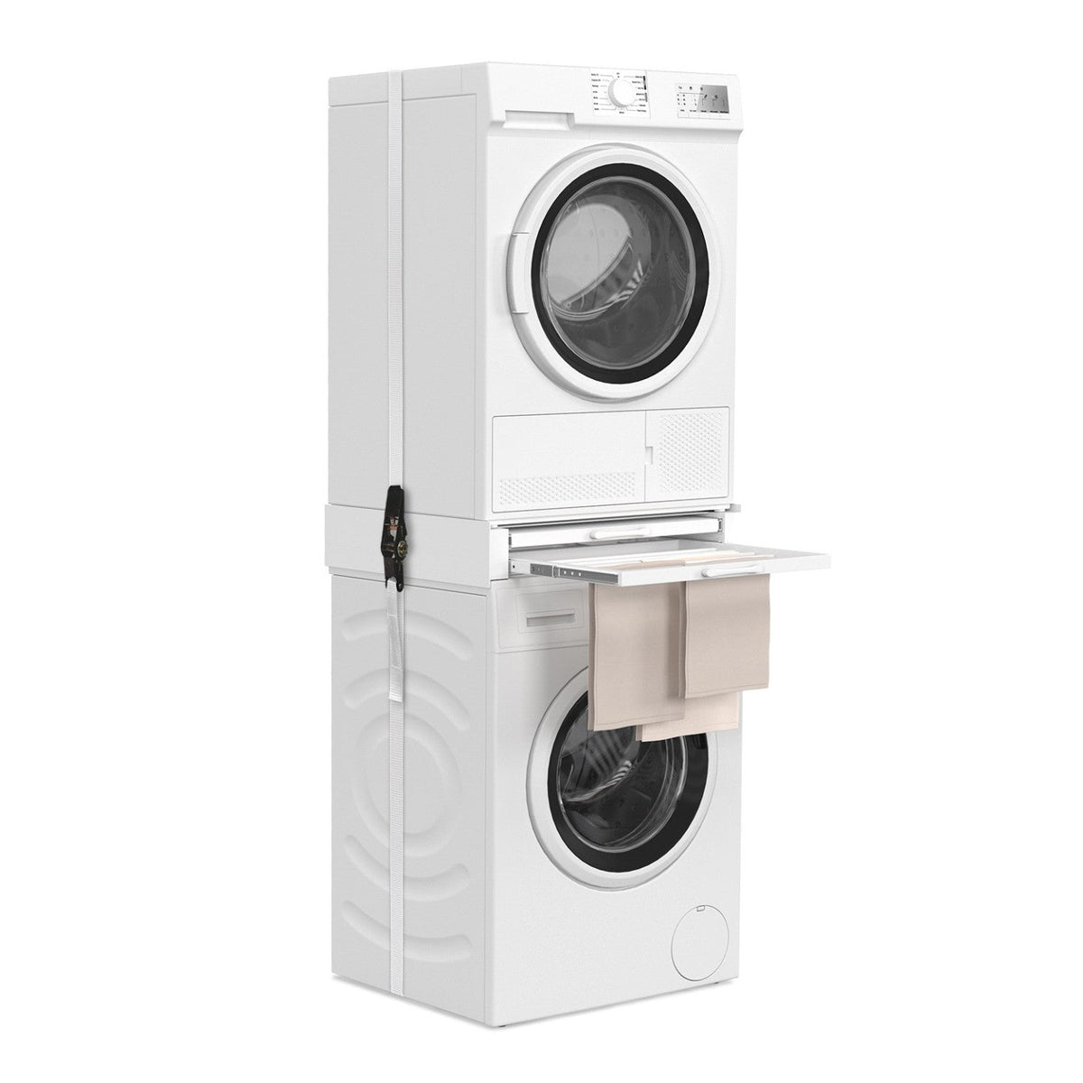 Kit de superposition universel pour lave-linge et sèche-linge avec tablette et séchoir