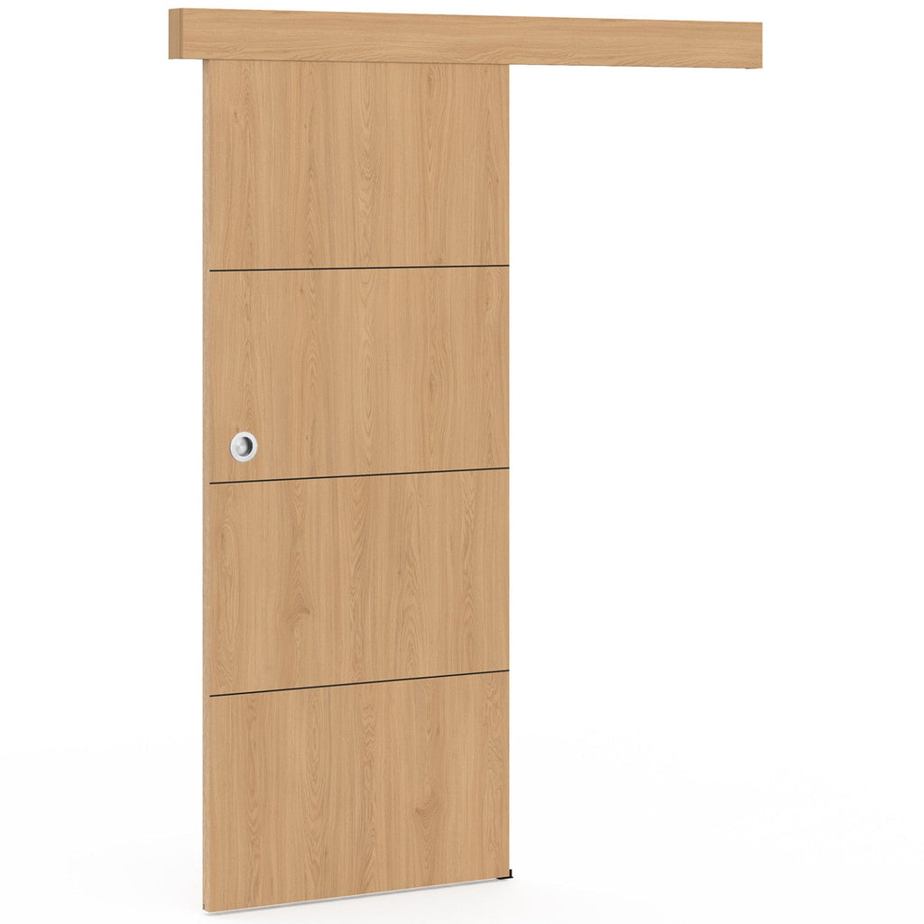 Kit de porte coulissante effet bois 83 cm avec rail et fixations