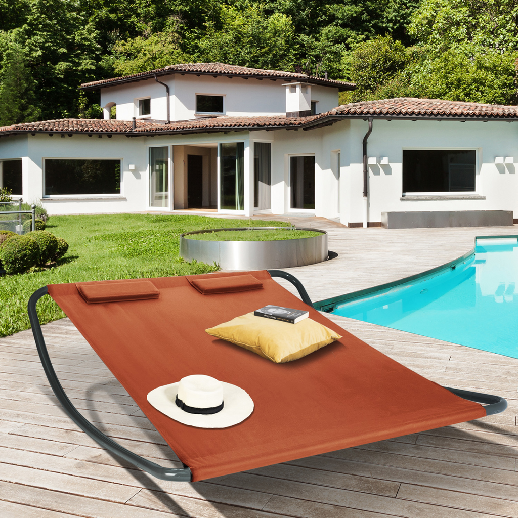 Bain de soleil 180 cm avec toile terracotta et structure gris foncé