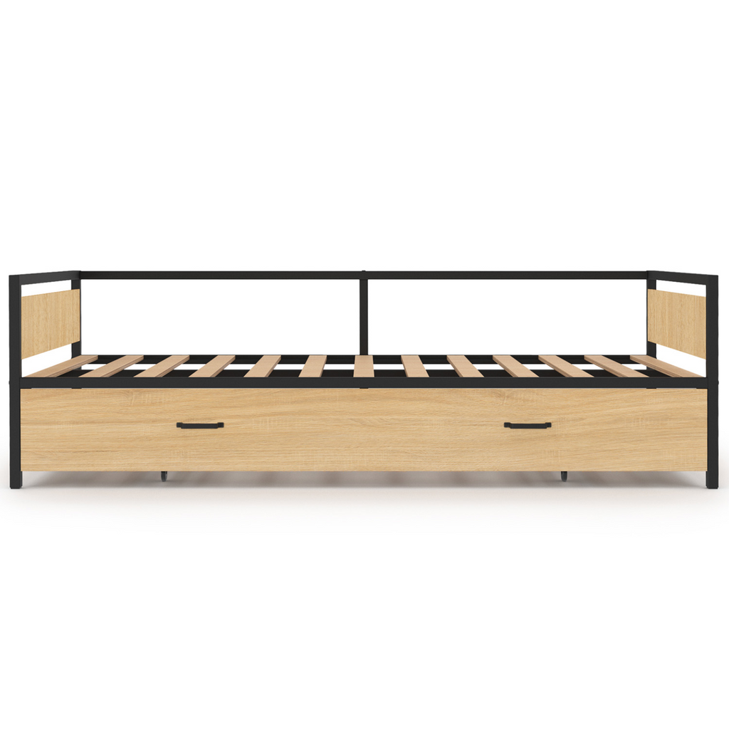 Lit banquette 90 x 190 cm DETROIT convertible 180 x 190 cm style industriel
