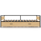 Lit banquette 90 x 190 cm DETROIT convertible 180 x 190 cm style industriel