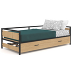 Lit banquette 90 x 190 cm DETROIT convertible 180 x 190 cm style industriel