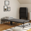 Lit d'appoint pliant 1 personne en métal ZAK avec sommier et matelas 70x190 cm gris et noir