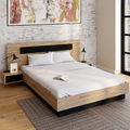Lit double SANTA avec tête de lit + tables de chevet intégrées et sommier 140 x 190 cm bois et noir
