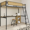 Lit mezzanine simple DETROIT avec bureau et rangements 90 x 190 cm style industriel
