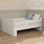Lit simple évolutif GASPARD 90 x 140/190 cm avec sommier et barrières bois blanc