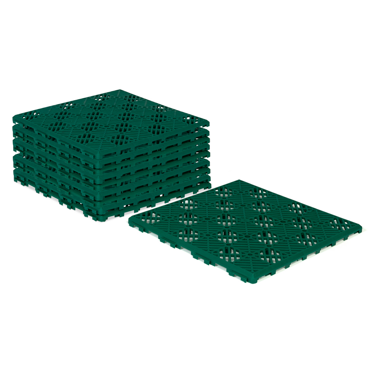 Lot de 10 dalles caillebotis de jardin vertes 29,5x29,5 cm