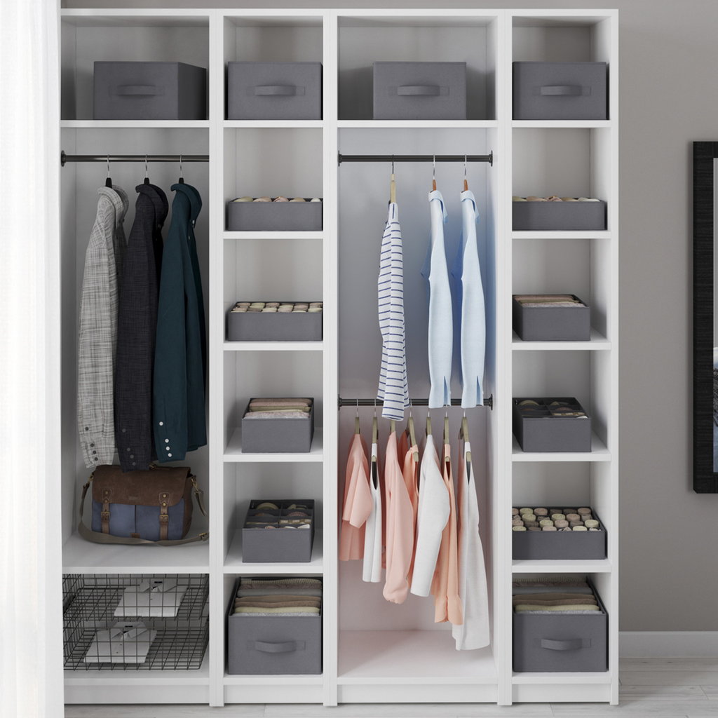 Lot de 14 boîtes de rangement tiroir organisateurs de dressings gris anthracite