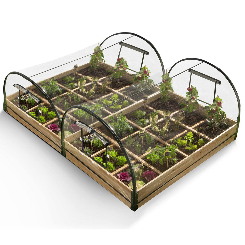 Lot de 2 carrés potagers 1,15x0,80 m 12 compartiments + housses