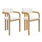 Lot de 2 chaises de salle à manger, fauteuils de table ESMA en métal effet bois et tissu bouclette avec accoudoirs