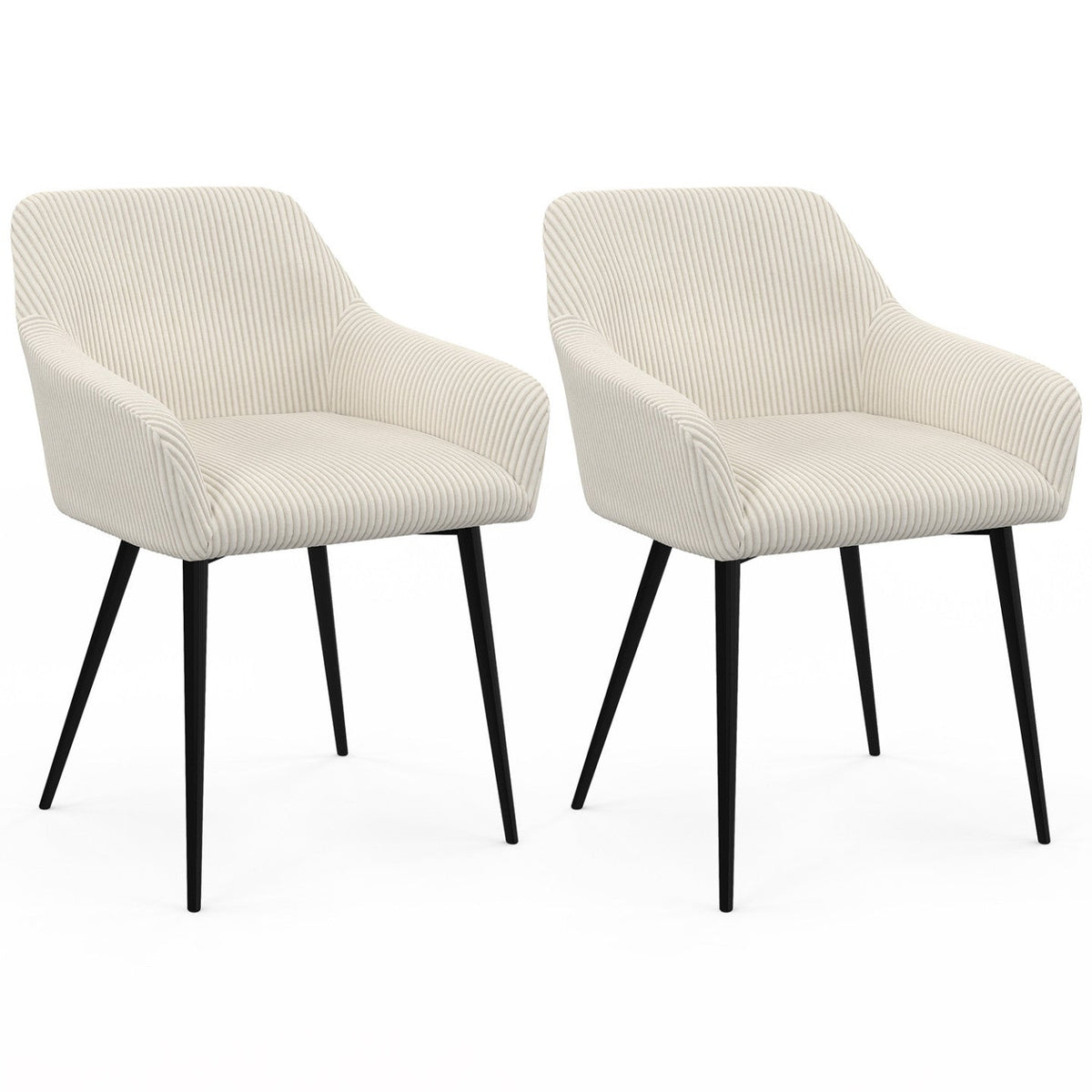 Lot de 2 chaises de salle à manger, fauteuils de table JANY en velours côtelé beige