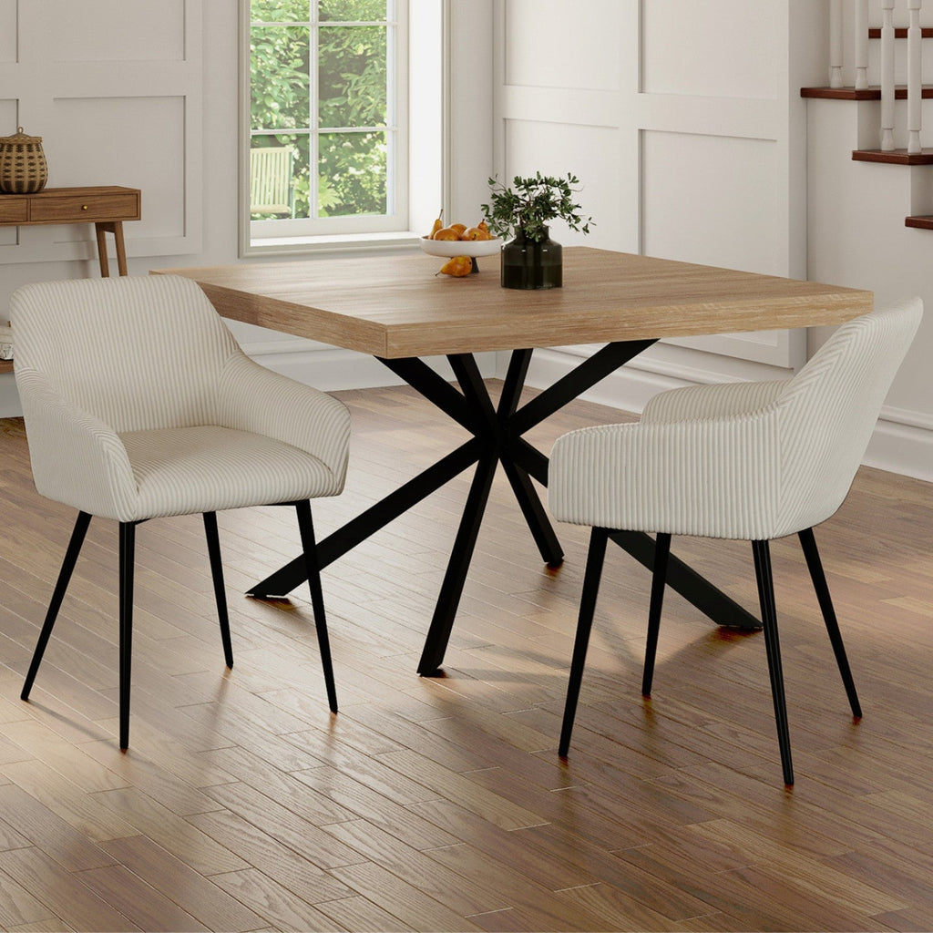 Lot de 2 chaises de salle à manger, fauteuils de table JANY en velours côtelé beige