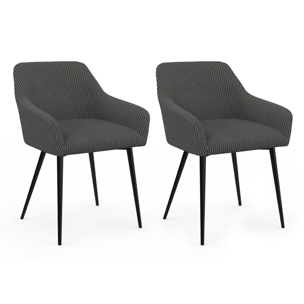 Lot de 2 chaises de salle à manger, fauteuils de table JANY en velours côtelé gris