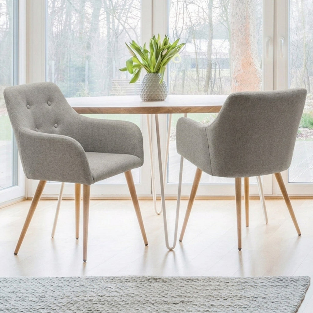Lot de 2 chaises de salle à manger scandinaves, fauteuils de table DANIA gris