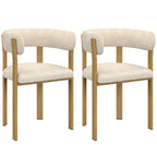 Lot de 2 chaises, fauteuils de table NELLA en tissu chenille beige pour salle à manger