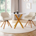 Lot de 2 chaises de salle à manger pivotantes à 360°, fauteuils de table JANY en velours côtelé beige