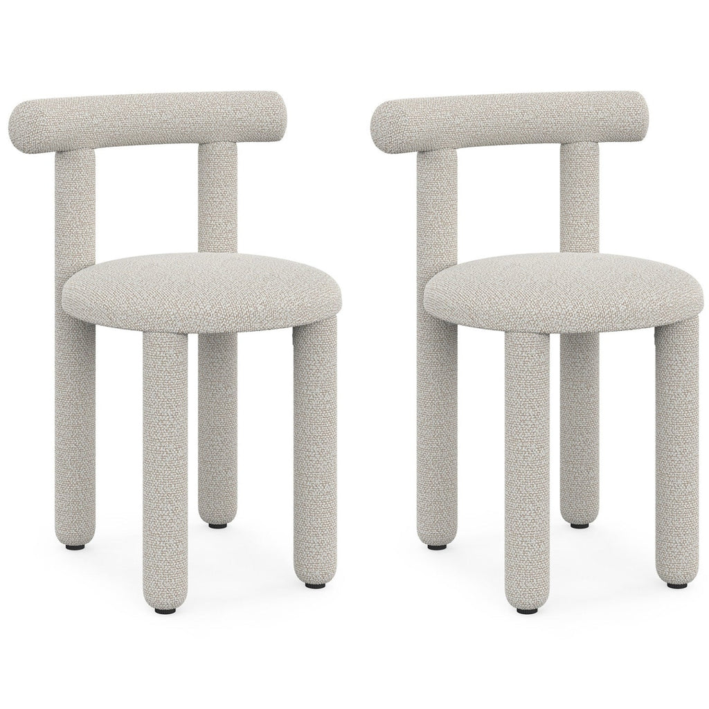Lot de 2 chaises RIME en tissu bouclé crème