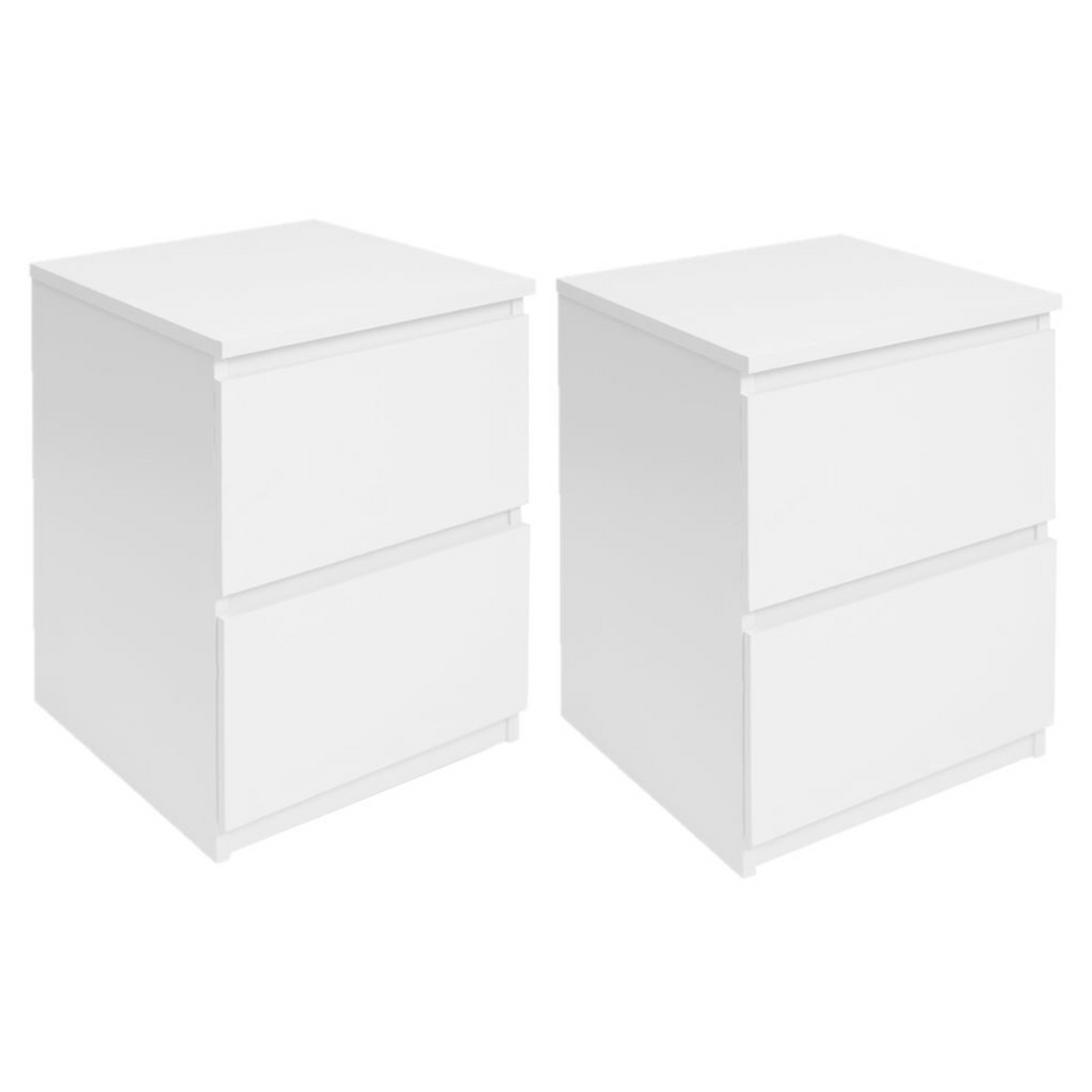 Lot de 2 tables de chevet TOMI 2 tiroirs bois blanc