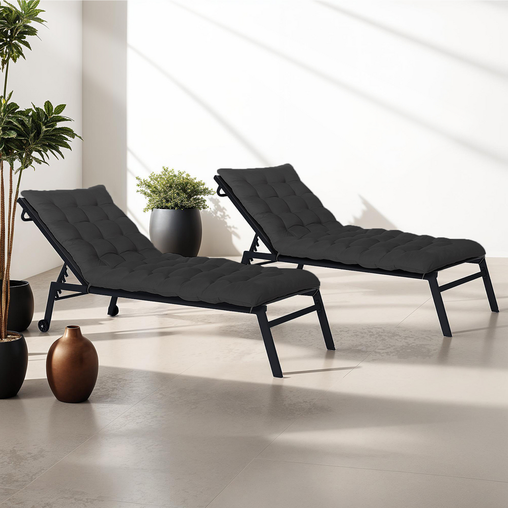 Lot de 2 coussins universels pour transat ADAM 180 cm noir