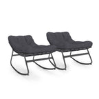 Lot de 2 fauteuils de jardin à bascule ARONA gris anthracite coussin gris