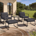 Lot de 2 fauteuils de jardin MARCO avec repose-pieds gris, coussins gris anthracite