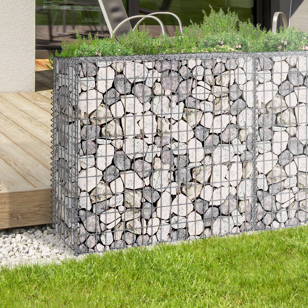 Lot de 2 gabions pour pierres 100 x 30 x 80 cm