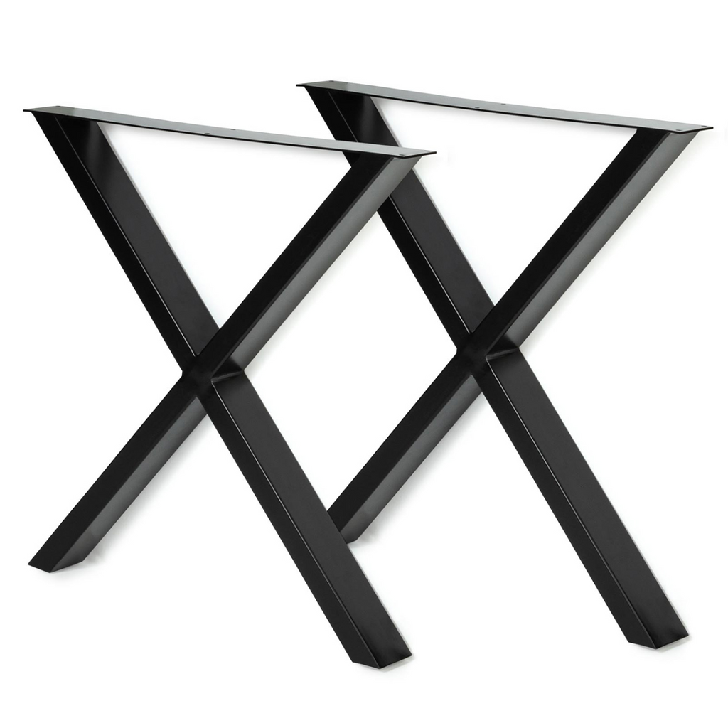 Lot de 2 pieds de table en X 72x73 cm noir design industriel