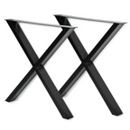 Lot de 2 pieds de table en X 72x73 cm noir design industriel