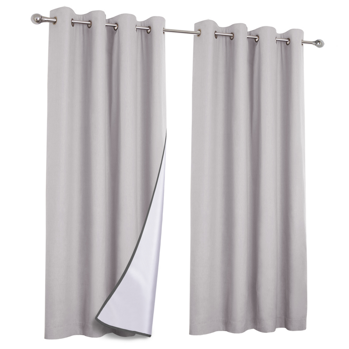Lot de 2 rideaux thermiques gris clair 135x240 cm