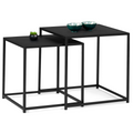 Set of 2 DAVIS 40/45 nesting coffee tables in matte black metal, industrial design