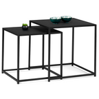 Set of 2 DAVIS 40/45 nesting coffee tables in matte black metal, industrial design