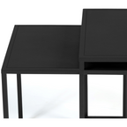 Set of 2 DAVIS 40/45 nesting coffee tables in matte black metal, industrial design