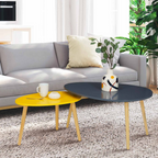 Lot de 2 tables basses gigognes GAIA gris jaune scandinave