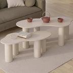 Lot de 2 tables basses gigognes ORGANIQUE 80/110 cm bois beige