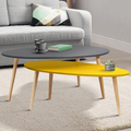 Lot de 2 tables basses gigognes GIGI laquées gris et jaune style scandinave