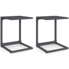 Lot de 2 tables d'appoint de jardin pour transat et bain de soleil PALMA gris anthracite