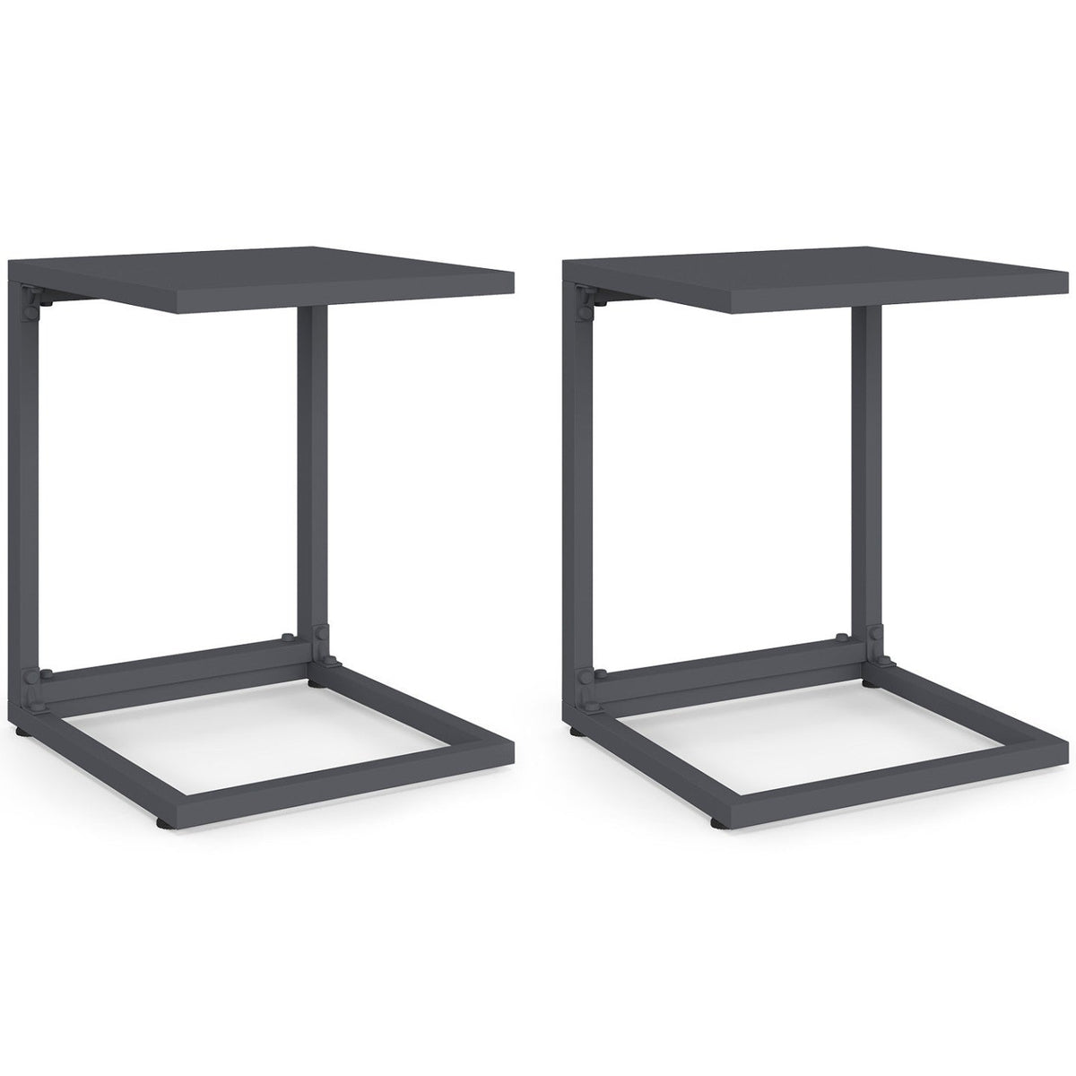 Lot de 2 tables d'appoint de jardin pour transat et bain de soleil PALMA gris anthracite
