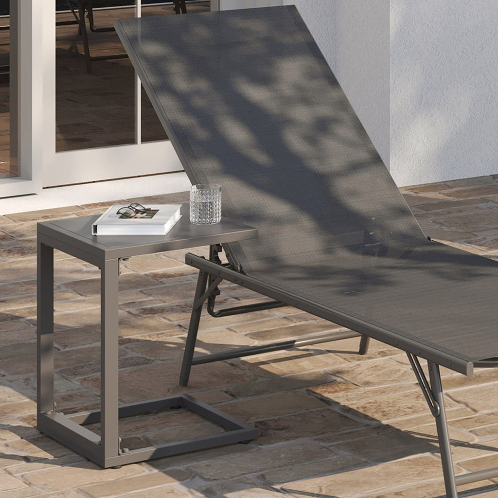 Lot de 2 tables d'appoint de jardin pour transat et bain de soleil PALMA gris anthracite