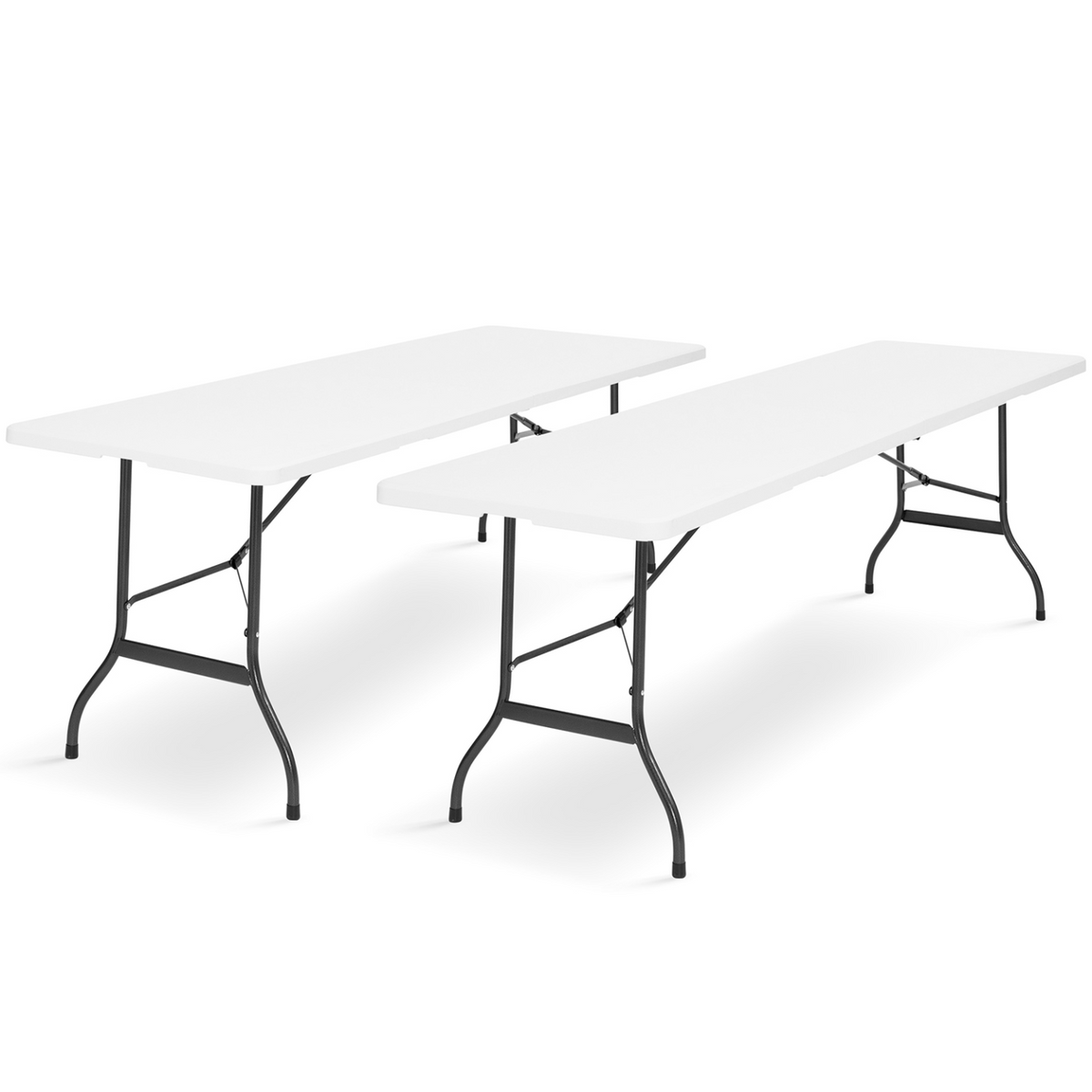 Lot de 2 tables pliantes d'appoint portables 180 cm pour camping ou réception