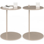 Lot de 2 tables d'appoint rondes, table basse, bouts de canapé, tables de chevet LEONTINE 40 cm métal taupe