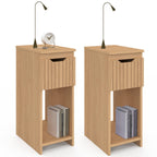 Lot de 2 tables de chevet étroites ANOUK 1 tiroir effet lattes et bois