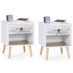 Lot de 2 tables de chevet scandinaves BAHIA, 1 tiroir avec niche