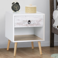 Lot de 2 tables de chevet scandinaves BAHIA, 1 tiroir avec niche