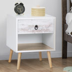 Lot de 2 tables de chevet scandinaves BAHIA, 1 tiroir avec niche