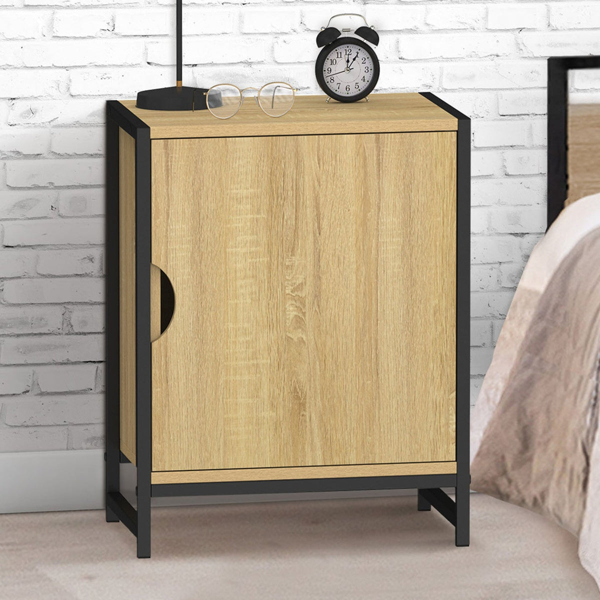 Lot de 2 tables de chevet DETROIT 1 porte style industriel
