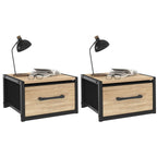 Lot de 2 tables de chevet murales avec tiroir en tissu, design industriel UTAH