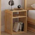 Lot de 2 tables de chevet NORA avec rangements ouverts en cannage et bois