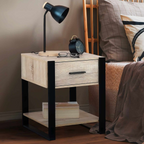 Lot de 2 tables de chevet ONYX 1 tiroir avec tablette bois et noir