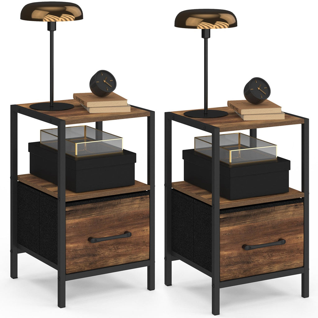 Lot de 2 tables de chevet UTAH 1 tiroir et 1 niche effet HAWKINS